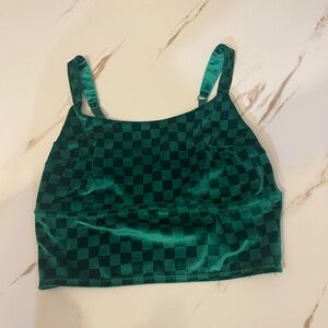 Colsie Teal Checkered Crop Top size L